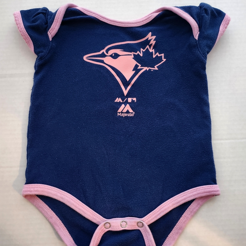 Size 12M - Pink & Blue MLB Toronto Blue Jays Official Girls Onesie
